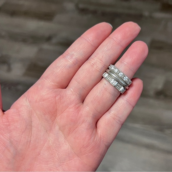 Judith Ripka 3 Ring SET Sterling Silver 925 Size 6 CZ - Picture 7 of 11